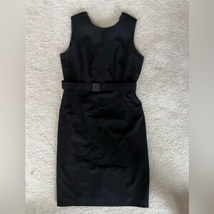 Belted Black Sleeveless Dress